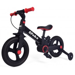Біговел велосипед трасформер 3в1 Spoko SP-150 з батьківською ручкою чорно-червоний