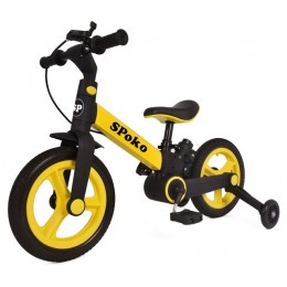 Біговел велосипед трасформер 3в1 Spoko SP-150 з батьківською ручкою чорно-жовтий