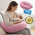 Подушка для беременных и кормления 30х190 см SeiDesign трикотаж гипоаллергенная, наволочка из хлопка на молнии пудра