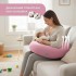 Подушка для беременных и кормления 30х190 см SeiDesign трикотаж гипоаллергенная, наволочка из хлопка на молнии пудра