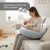 Подушка для беременных и кормления 30х190 см SeiDesign трикотаж гипоаллергенная, наволочка из хлопка на молнии сірий-беж