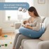 Подушка для беременных и кормления 30х190 см SeiDesign трикотаж гипоаллергенная, наволочка из хлопка на молнии м'ята