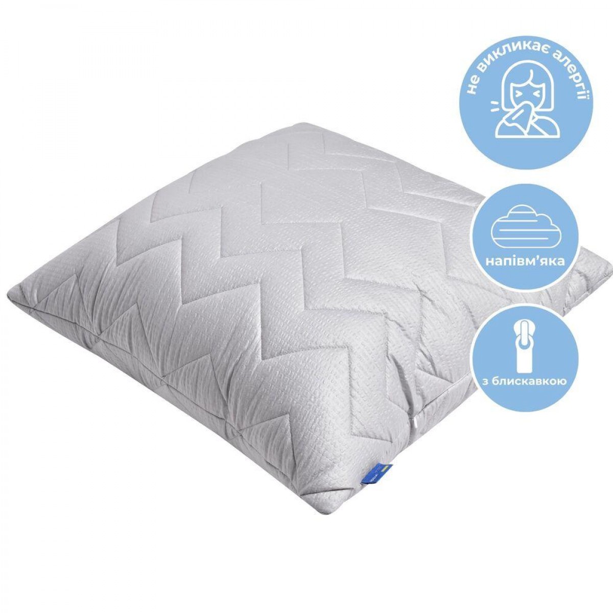 Подушка для сна 70х70 см NORDIC COMFORT+ IDEIA чехол стеганный с молнией антиаллергенная серая Подушка для сна 70х70 см NORDIC COMFORT+ IDEIA чехол стеганный с молнией антиаллергенная серая