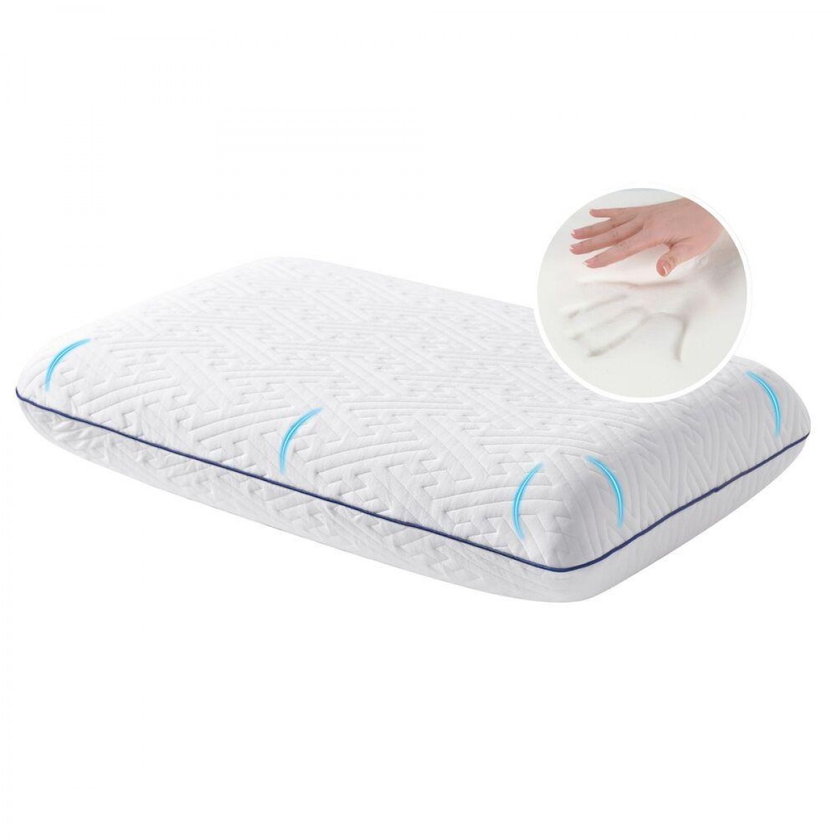 Подушка ортопедическая SleepWell 60х40х13 см IDEIA анатомическая с эффектом памяти для сна на боку, спине и животе, с наволочкой Подушка ортопедическая SleepWell 60х40х13 см IDEIA анатомическая с эффектом памяти для сна на боку, спине и животе, с наволочкой