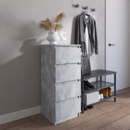 Комод VAYS R-17 Бетон, на 4 ящика без ручек, узкий, ЛДСП 40×40×98 см - для прихожей, спальни, коридора