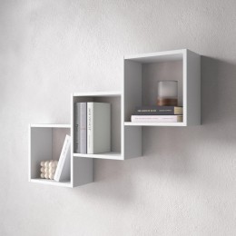 Полка настенная VAYS M-13 Белый, на 3 ячейки, ЛДСП, 98×18×66 см - для книг, декора, дома, гостиной, офиса Полка настенная VAYS M-13 Белый, на 3 ячейки, ЛДСП, 98×18×66 см - для книг, декора, дома, гостиной, офиса