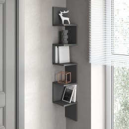 Полка настенная VAYS M-9 Антрацит, угловая, из 5 секций, ЛДСП, 20×20×128 см - для дома, офиса, гостиной Полка настенная VAYS M-9 Антрацит, угловая, из 5 секций, ЛДСП, 20×20×128 см - для дома, офиса, гостиной