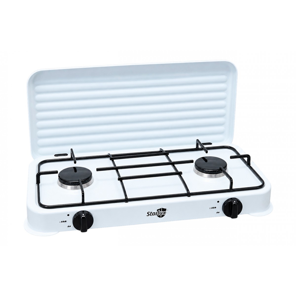 Плита газовая настольная на 2 конфорки 250х550х50мм эмаль белая (6002White) Плита газовая настольная на 2 конфорки 250х550х50мм эмаль белая (6002White)