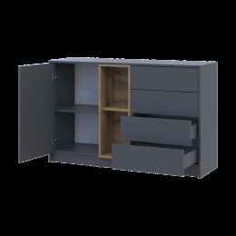 Комод Doros Дейл Антрацит/Дуб Эвок 1Д4Ш 135х41х85 (41516351)