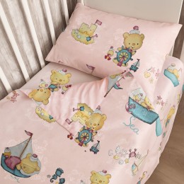 Комплект постельного белья в кроватку SoundSleep Bears бязь детский 110х145 см розовый (2800004925129)