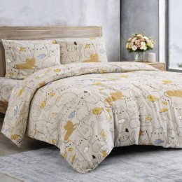 Комплект постельного белья SoundSleep Cute Kittens бязь подростковый 140х215 см бежевый (2800005024425)