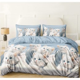 Комплект постельного белья SoundSleep Kittens бязь подростковый 145х210 см голубой (2800004976046)