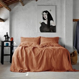 Комплект постельного белья SoundSleep Muse terracotta Stonewash лен Евро King 230х220 см терракотовый (93254304)