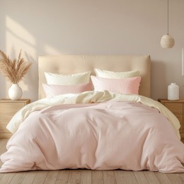 Комплект постельного белья SoundSleep Stonewash Doble Pink Milk Евро 200х220 см розово-молочный (2800004763677)