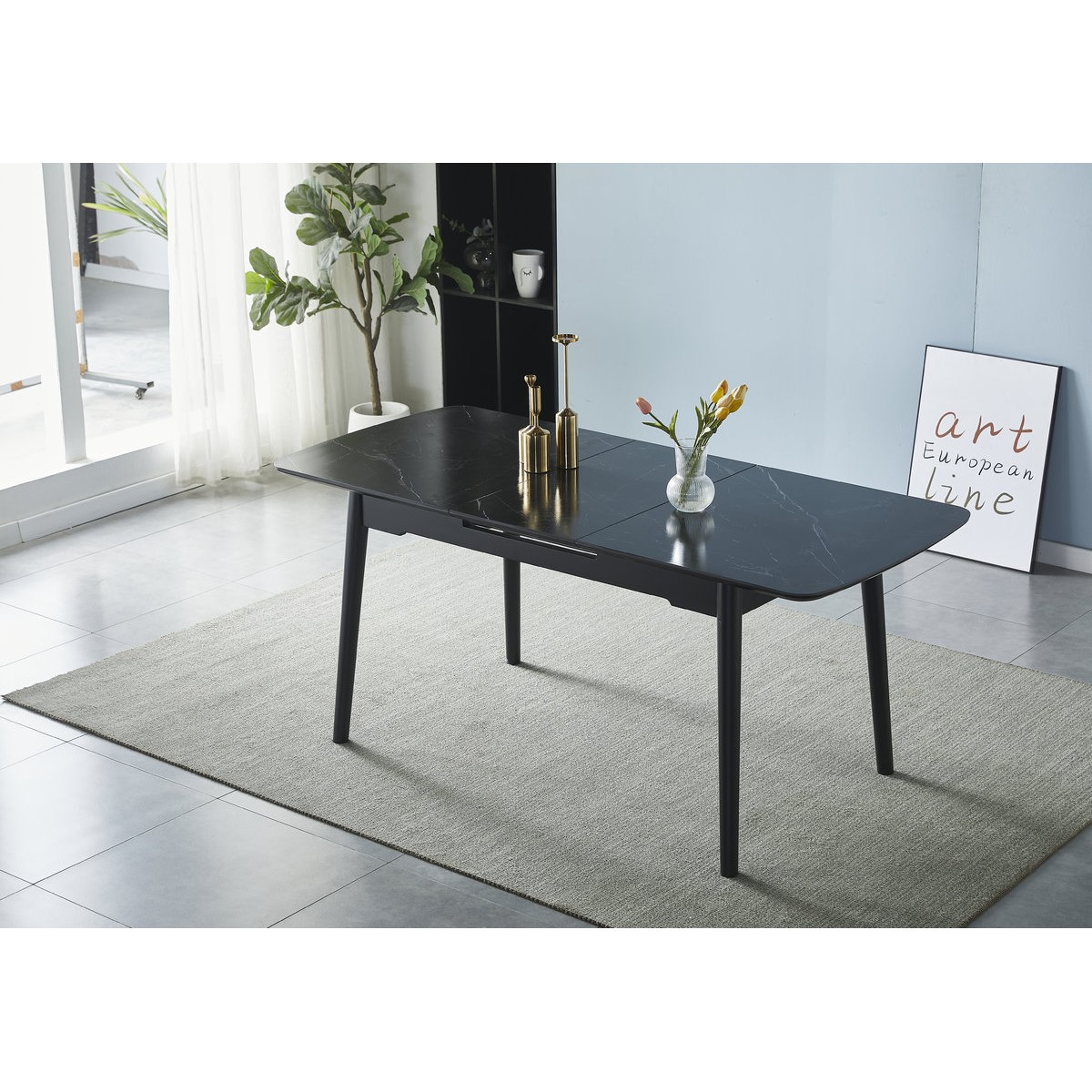 Стіл BERLIN CERAMIC 140(180)*80 чорний мат/чорний каркас Стіл BERLIN CERAMIC 140(180)*80 чорний мат/чорний каркас
