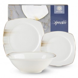 401-0033 Набір обідній 18пр. квадрат золотий кант Sparkle (25см,19см, 350мл) 401-0033 Набір обідній 18пр. квадрат золотий кант Sparkle (25см,19см, 350мл)