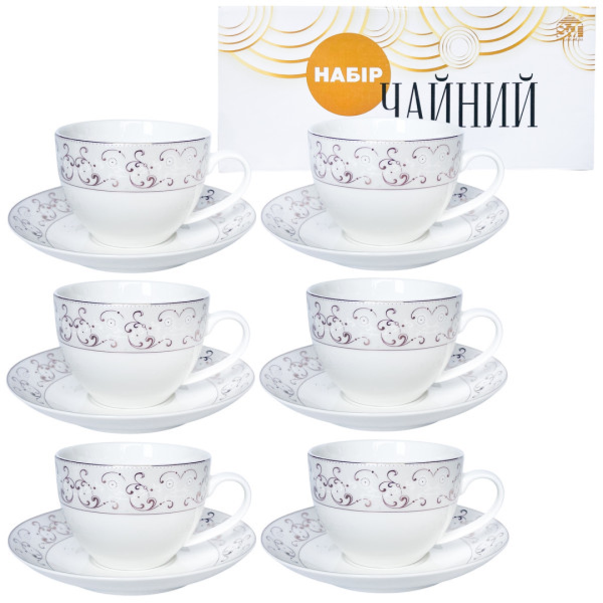 Сервіз чайний 12пр. Констанція (чашка 280мл, блюдце 15см) 1753-2 