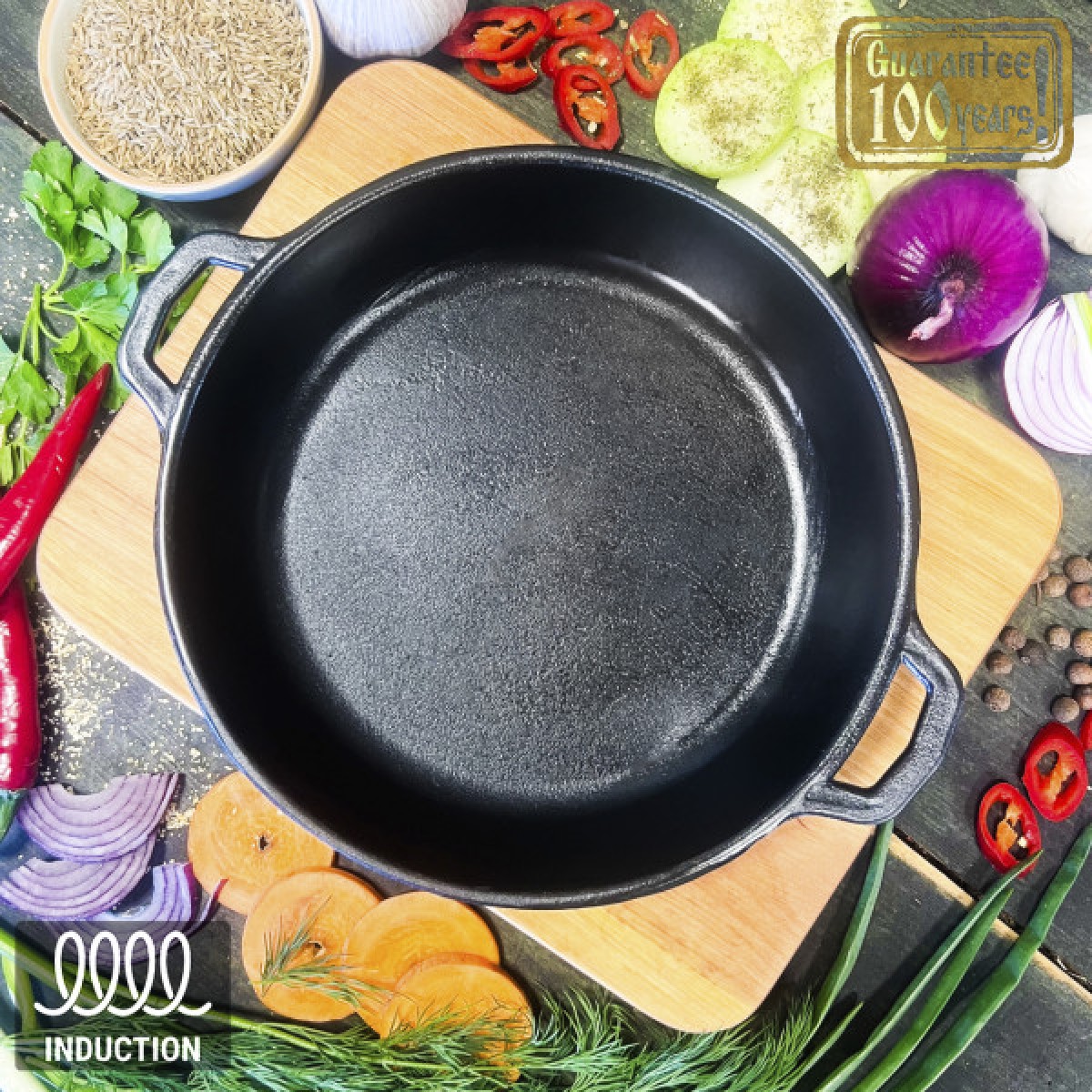   Жаровня чавунна 20*4 см з підставкою Horeca Т1011-01