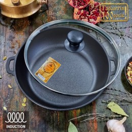  Жаровня чавунна 26*6см зі скляною кришкою Т103С3