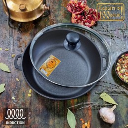 Т1011С3 Жаровня чавунна 20*4см зі скляною кришкою