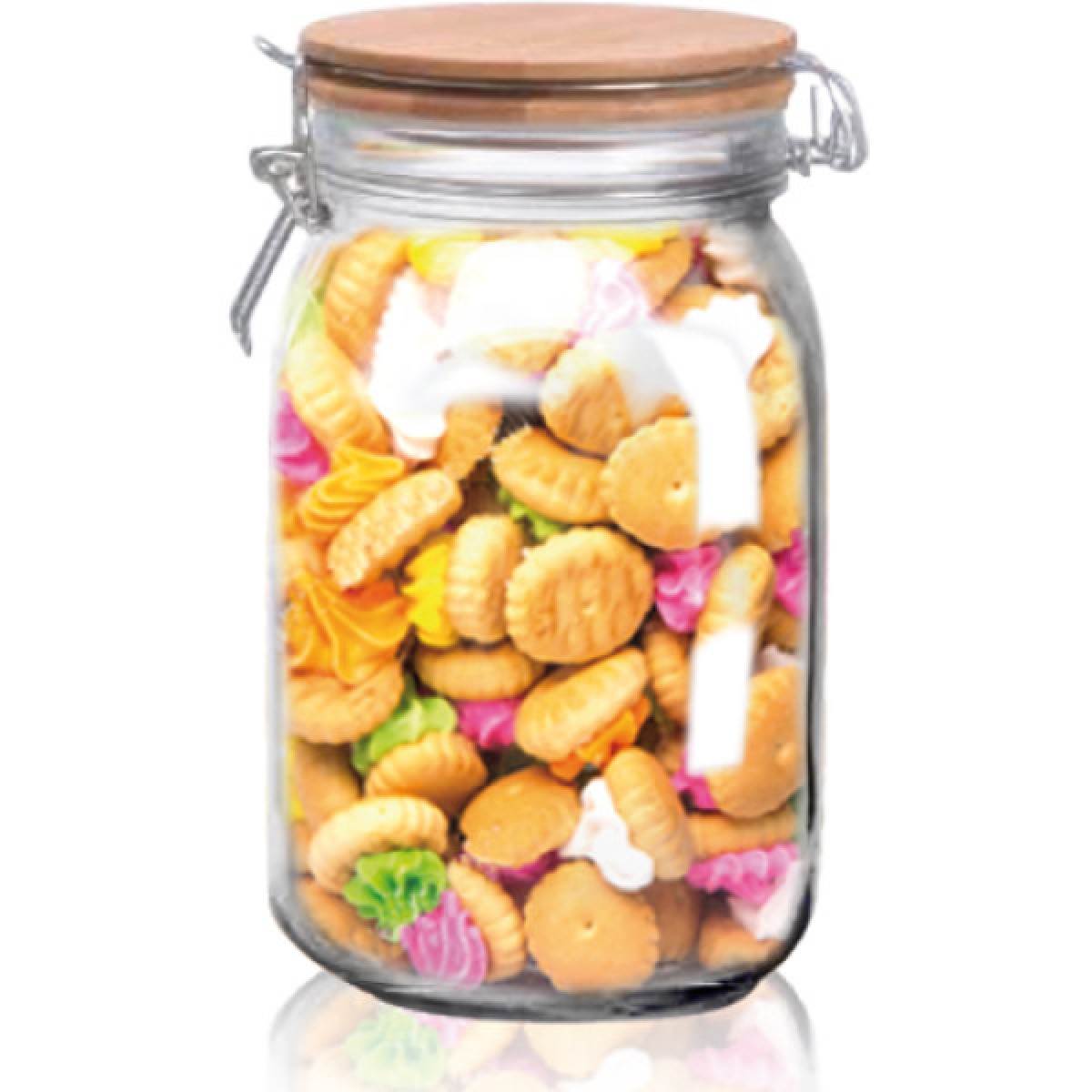  Банка на зажимі з бамбуковою кришкою 1,5л 7088-5