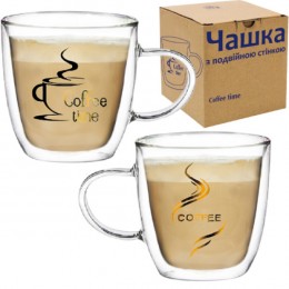 Чашка з подвійною стінкою Coffee time 240мл 202-23 в асортименті