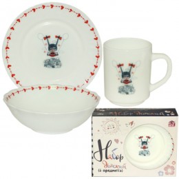  Набір дитячий 3пр. Дівчина (тарілка-7', миска 6', чашка-230мл) 515-02