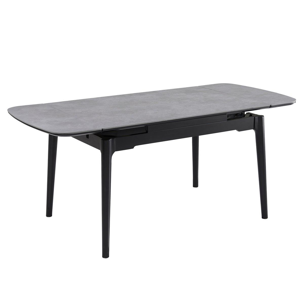 Стіл DUBLIN CERAMIC 120(180)*80 світло-сірий/чорний каркас