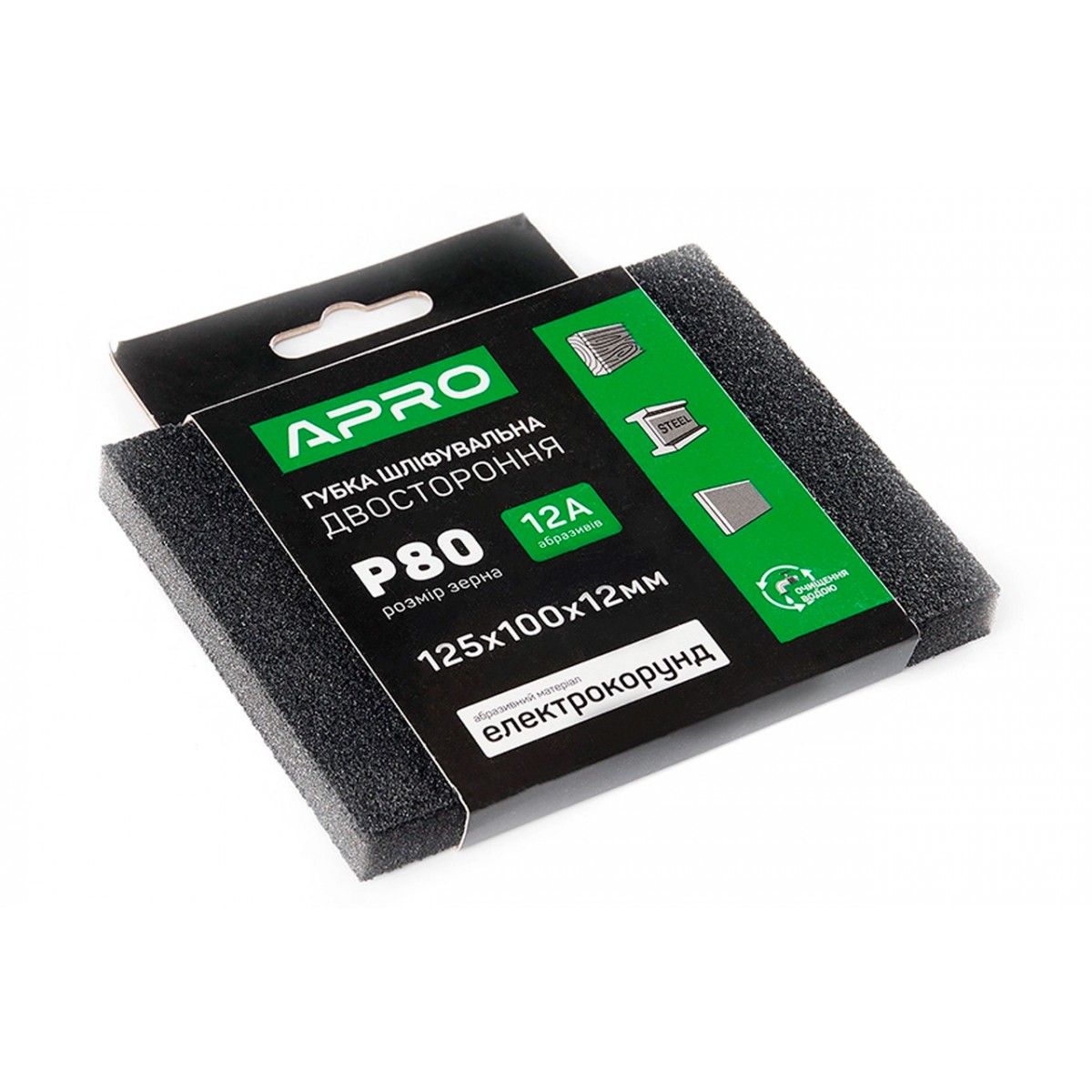 Губка шлифовальная Apro 125 x 100 x 12мм x P80 (828122)