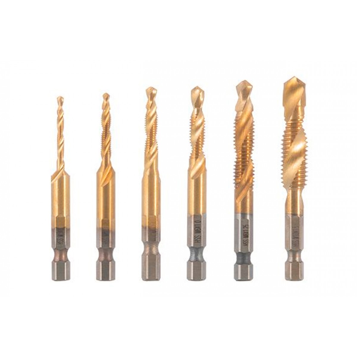 Набор сверл-метчиков Intertool M3 x 4 x 5 x 6 x 8 x 10 (6шт) Набор сверл-метчиков Intertool M3 x 4 x 5 x 6 x 8 x 10 (6шт)