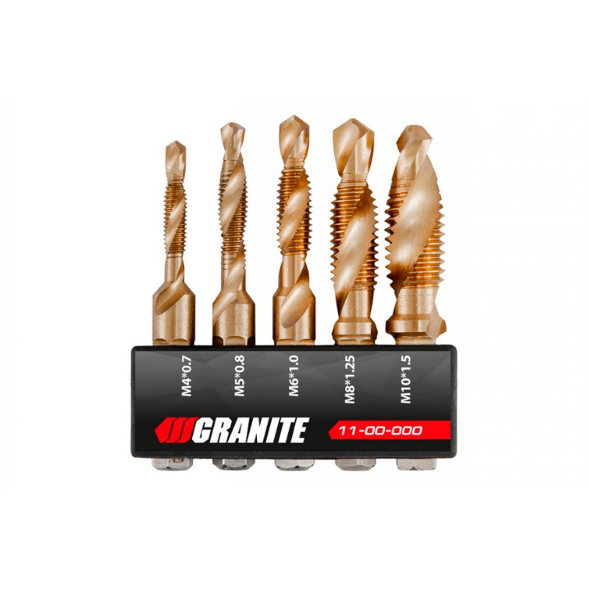 Набор сверл-метчиков Granite М4 x 5 x 6 x 8 x 10 (5шт) (11-00-000) Набор сверл-метчиков Granite М4 x 5 x 6 x 8 x 10 (5шт) (11-00-000)