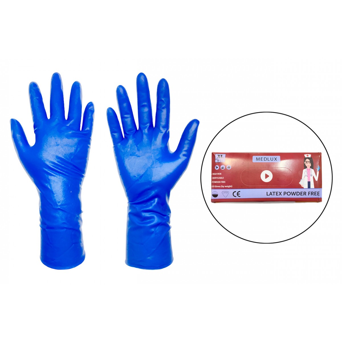 Перчатка латексная амбулаторная Medlux XL синяя (50шт) (Р-1074) Перчатка латексная амбулаторная Medlux XL синяя (50шт) (Р-1074)