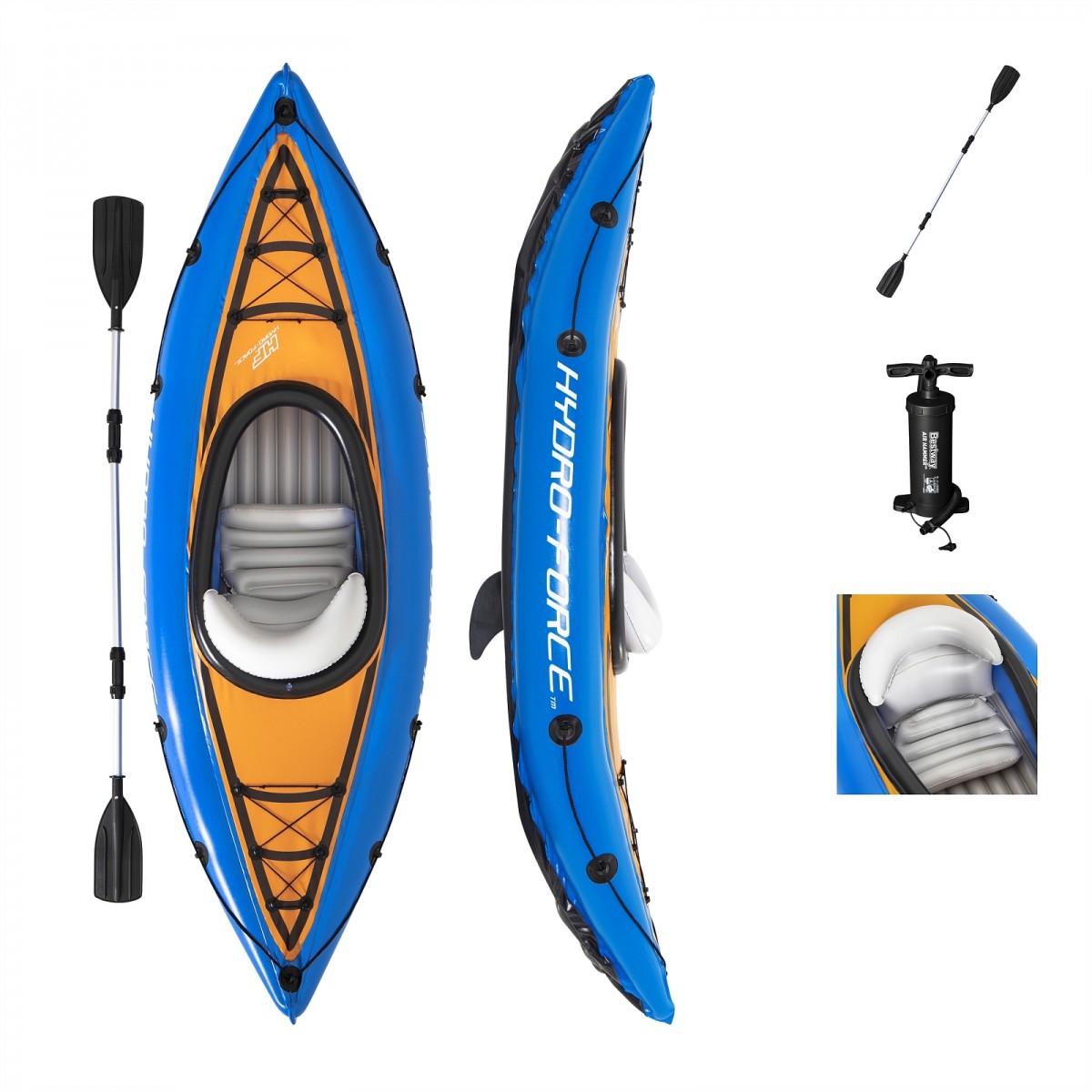 Bestway 65115 (Длина 275 x Ширина 81см) Надувная байдарка Cove Champion, весло, насос