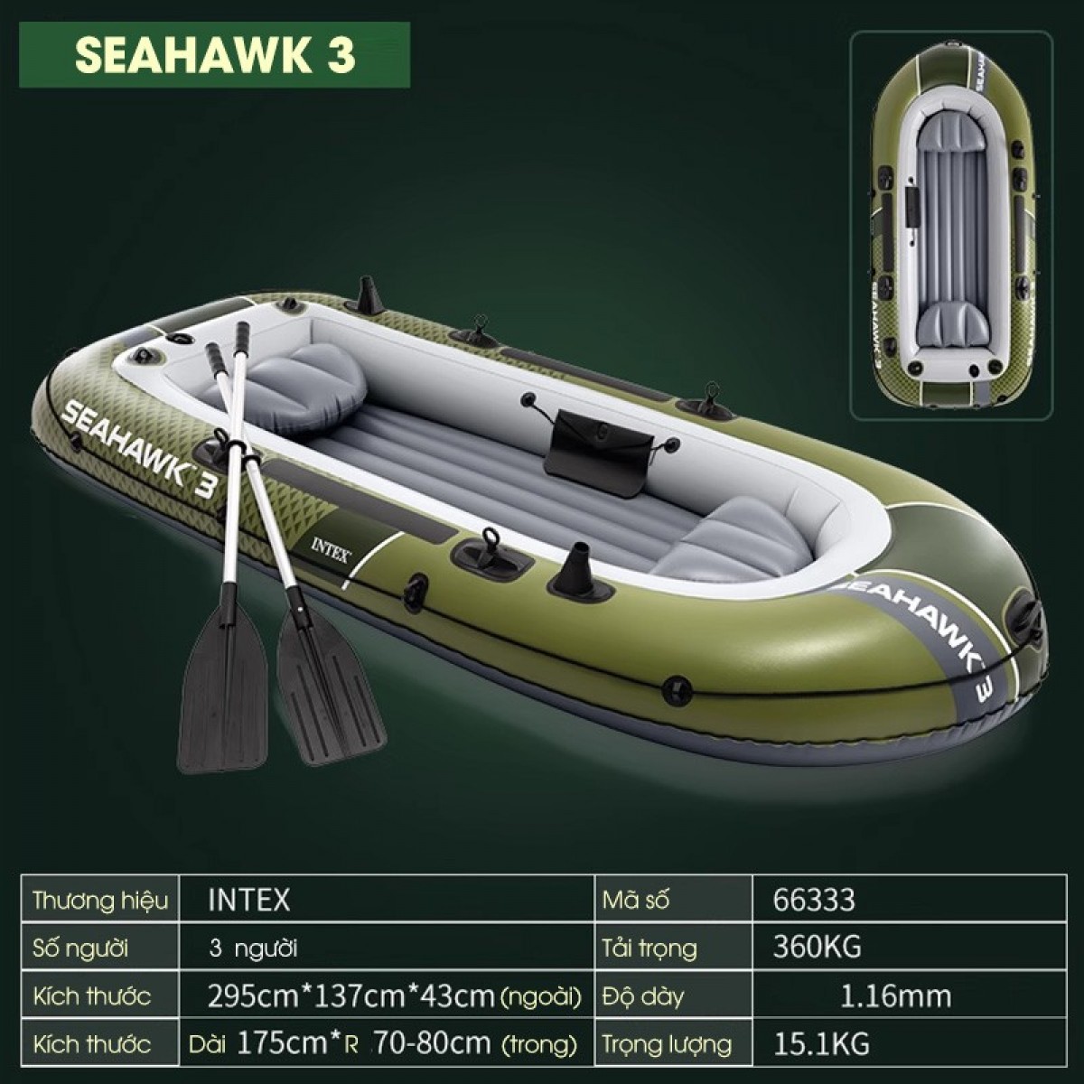 Intex 66333 (295 x 137 x 43см) Надувная лодка SEAHAWK 3