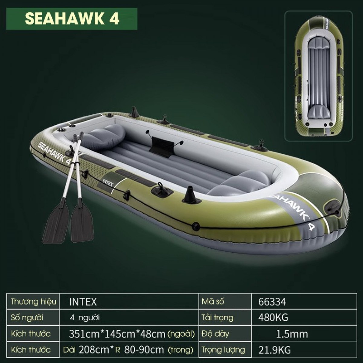 Intex 66334 (351 x 145 x 48см) Надувная лодка SEAHAWK 4 Intex 66334 (351 x 145 x 48см) Надувная лодка SEAHAWK 4
