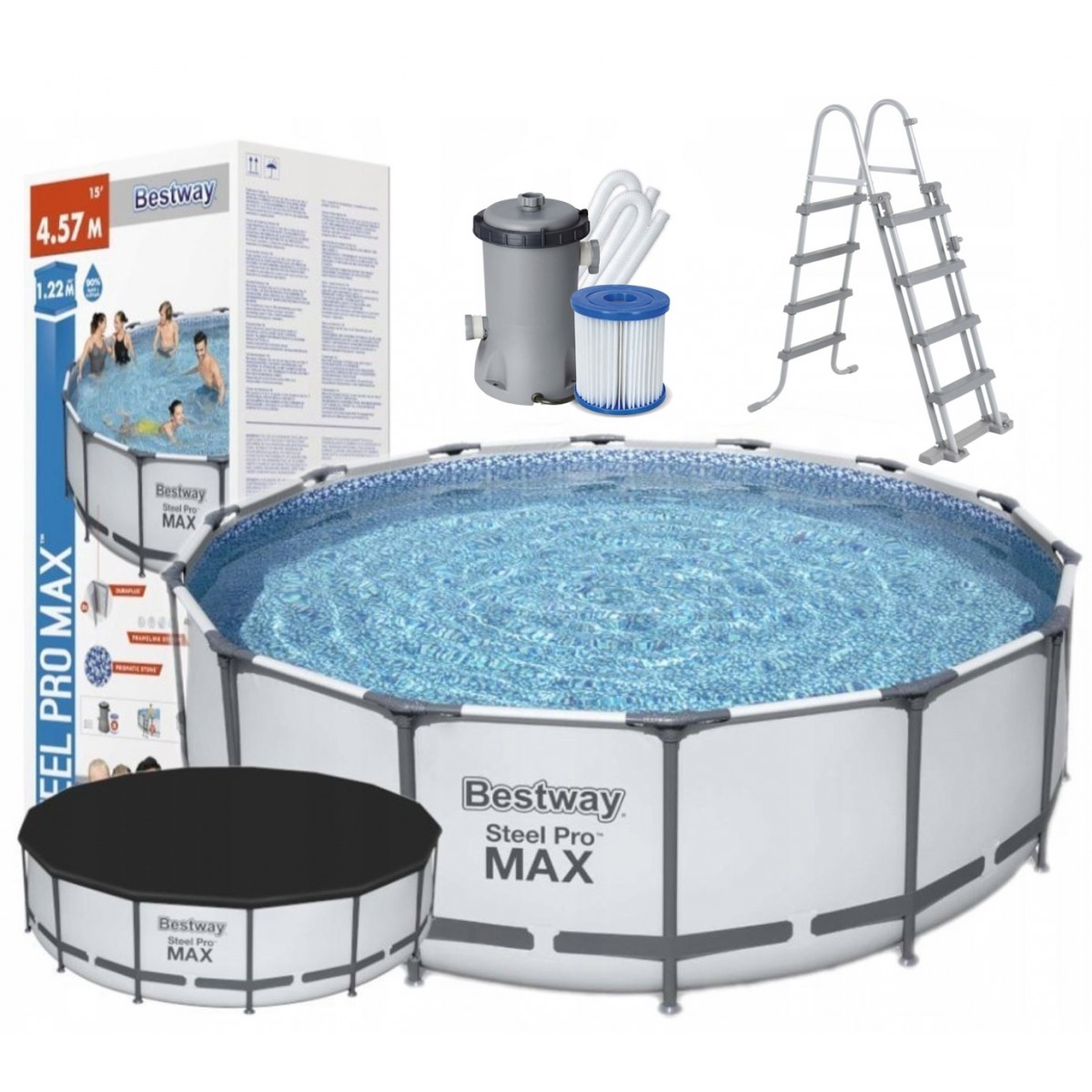Bestway 56438 (Диаметр 457 x Высота 122см) Каркасный бассейн Steel Pro Frame Pool Bestway 56438 (Диаметр 457 x Высота 122см) Каркасный бассейн Steel Pro Frame Pool