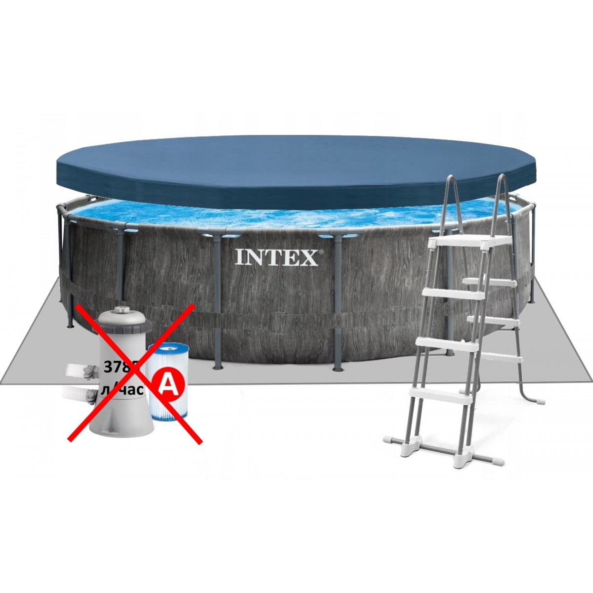 Intex 26742-1 New (Диаметр 457 x Высота 122см) Каркасный бассейн Graphite Prism Frame Pool Intex 26742-1 New (Диаметр 457 x Высота 122см) Каркасный бассейн Graphite Prism Frame Pool