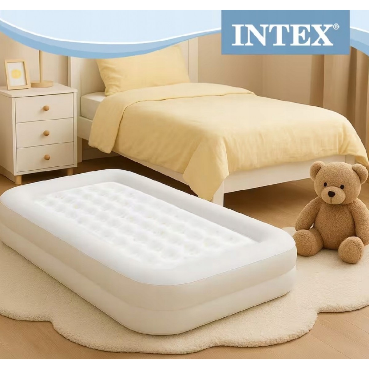 Intex 66811 (168 x 107 x 25см) Надувная кровать детская с бортиками и матрасом