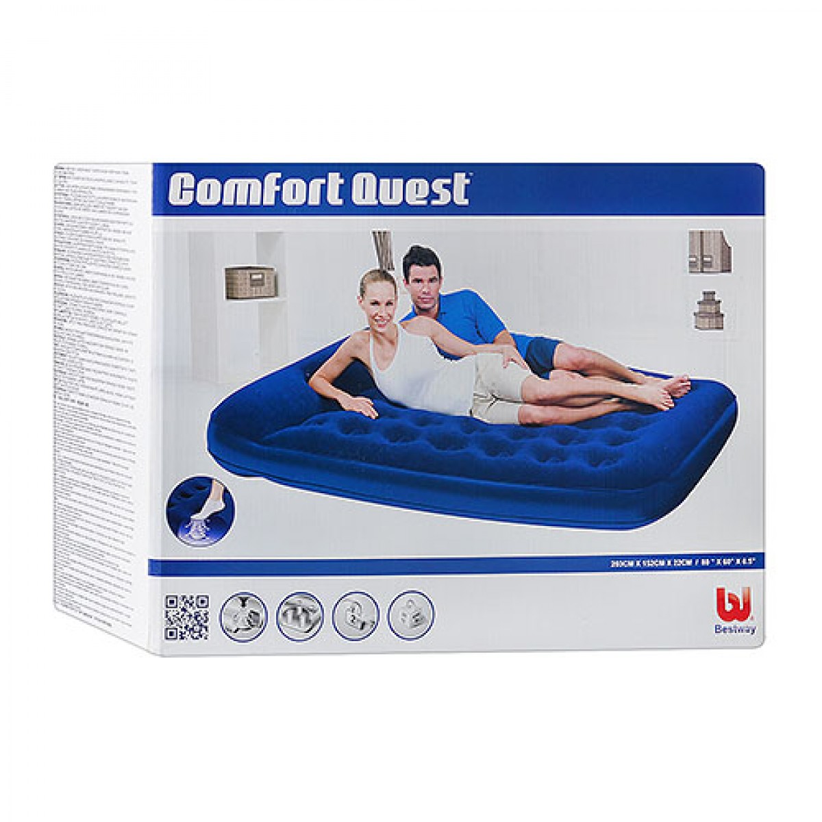 Bestway 67226 (203 x 152 x 22см) Надувной матрас со встроенным насосом
