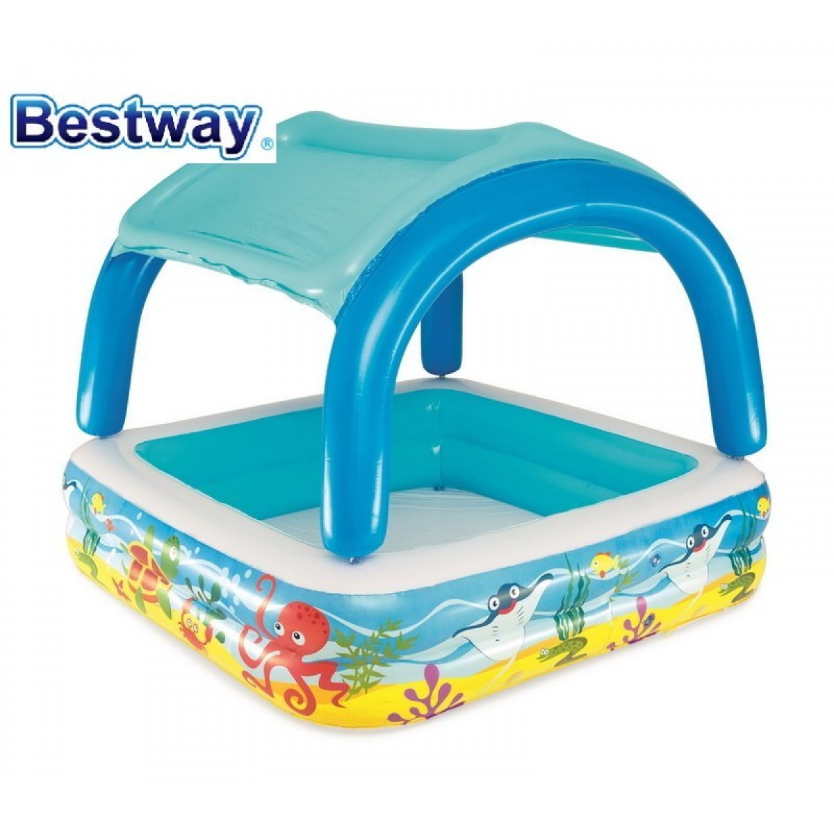 Bestway 52192 (140 x 140 x 114см) надувной детский бассейн с навесом 140x140x114 см