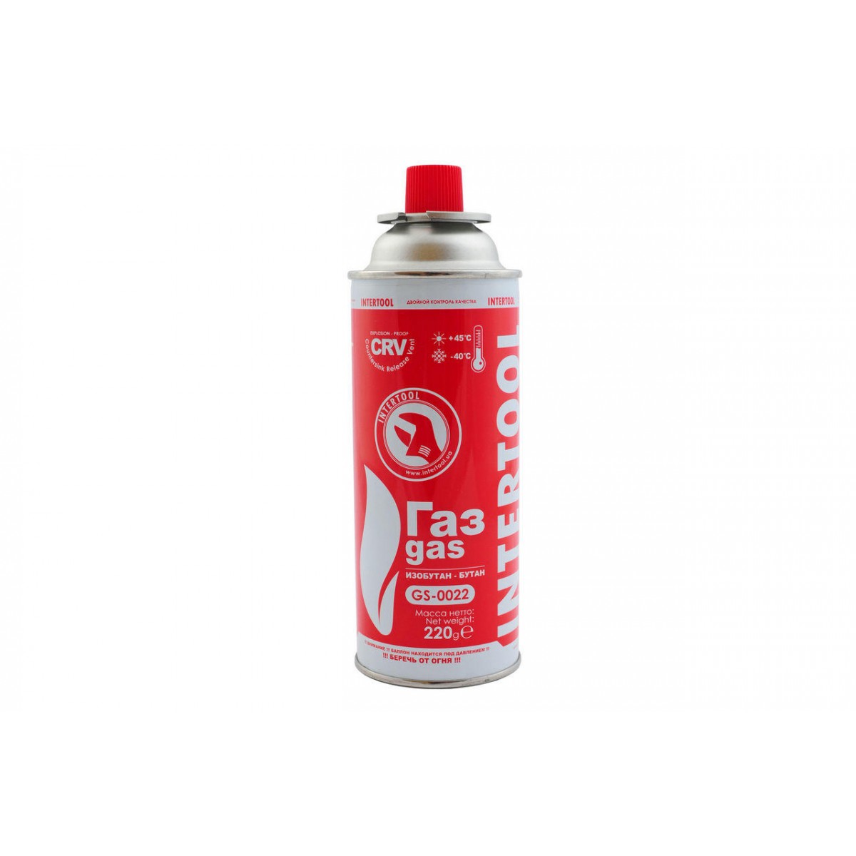 Газовый баллон Intertool 220г с системой CRV 4/28 (GS-0022)