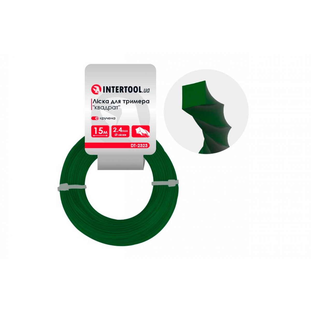 Леска для триммера Intertool 2.4мм x 15м квадрат крученый (DT-2323)
