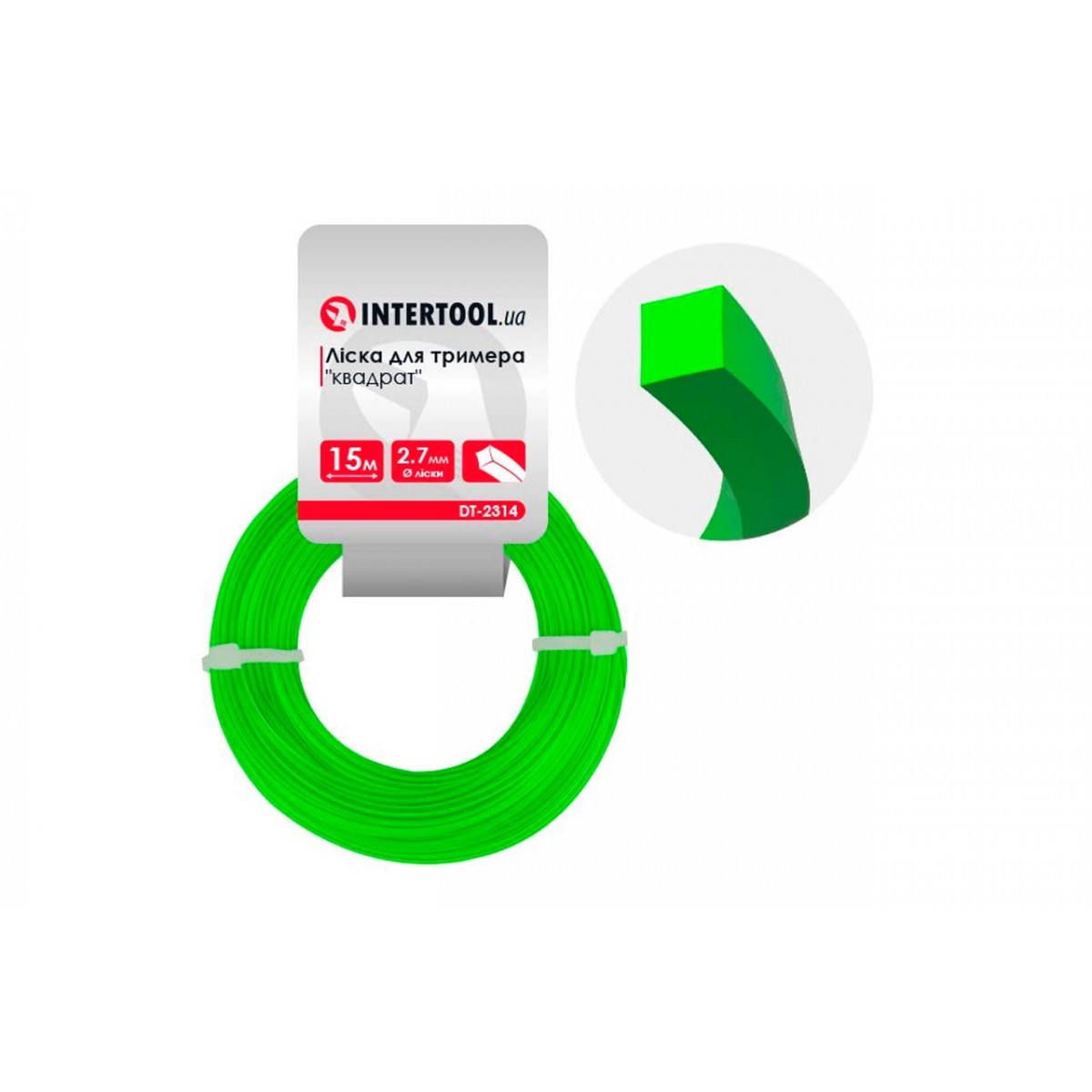 Леска для триммера Intertool 2.7мм x 15м квадрат (DT-2314)