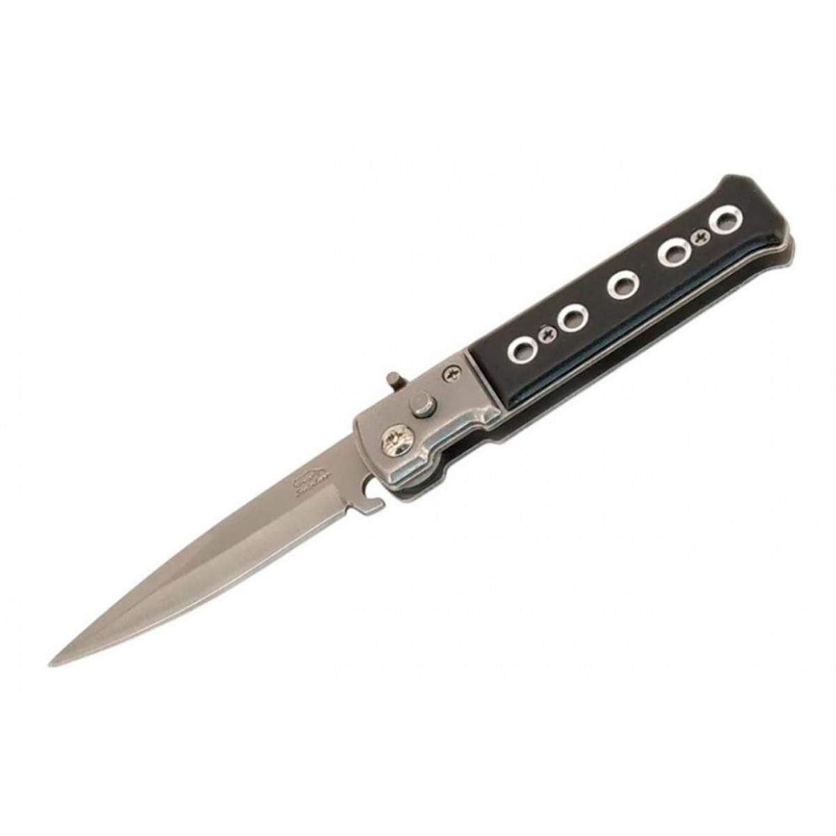 Нож выкидной Stainless 230мм 100+130мм x 110г черный (AT-4263) Нож выкидной Stainless 230мм 100+130мм x 110г черный (AT-4263)