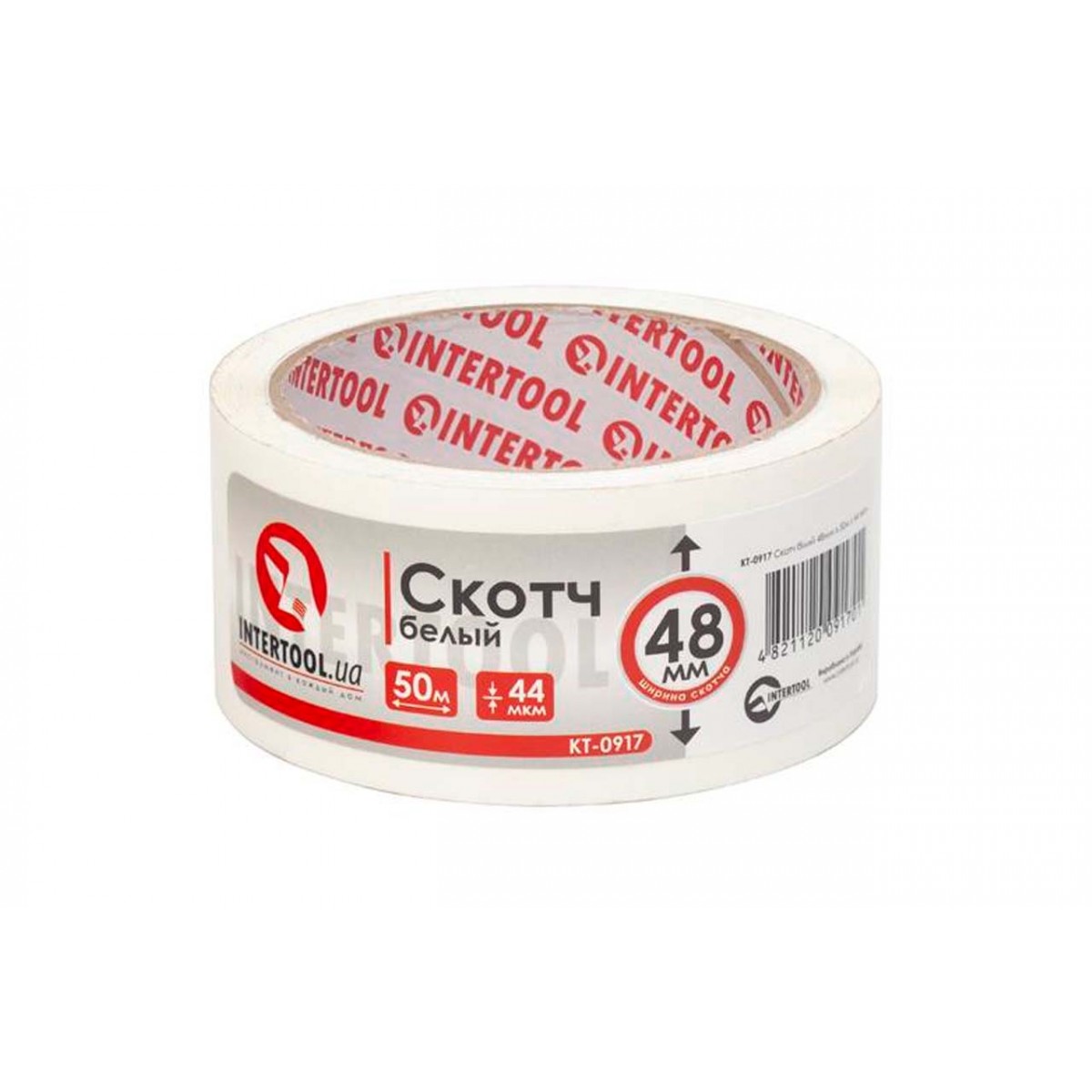 Скотч Intertool 48мм x 50м x 44мкм белый (KT-0917)
