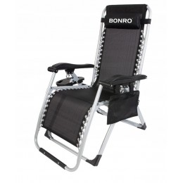 Шезлонги комплект 2шт Bonro BG-006 чорний + кишеня Шезлонги комплект 2шт Bonro BG-006 чорний + кишеня