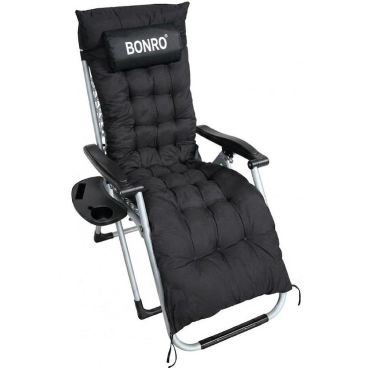 Шезлонг крісло садовий, туристичний Bonro B-04 чорний + подушка Шезлонг крісло садовий, туристичний Bonro B-04 чорний + подушка