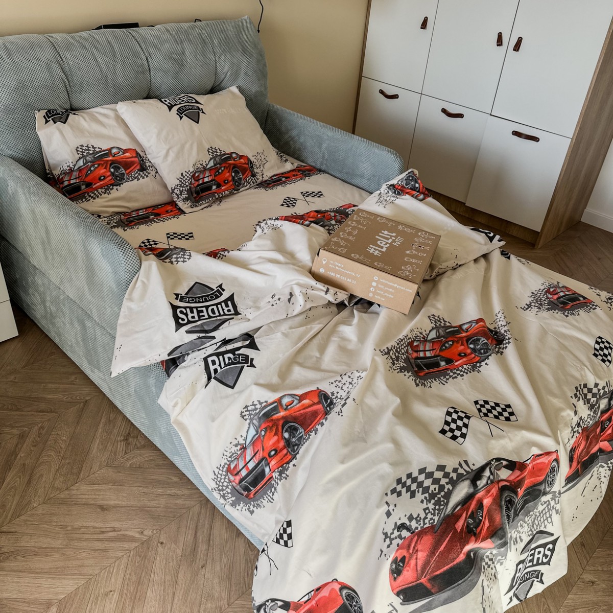 Постельное белье «LeLIT»,Бязь,Бежевый с принтом,Евро B-1156