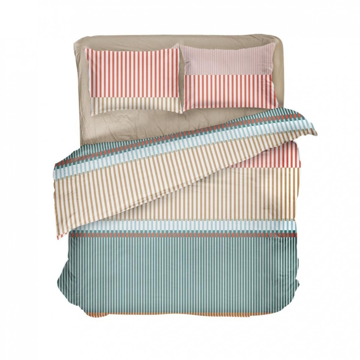 Постельное белье "LeLIT",Микрофибра,Бежево-Зеленый,Полтораспальный P-0135