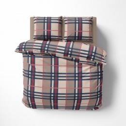 Постельное белье “LeLIT” B-1181, Бязь, Бежевый в клетку, Полутораспальная